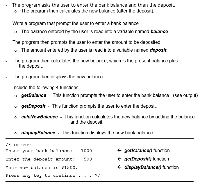 Please use C++ and explain what each function does. Thank you. The