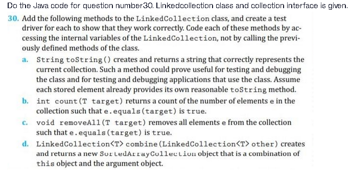 package ch05.collections; import support.LLNode; public class LinkedCollection implements CollectionInterface{protected LLNode head;// head
