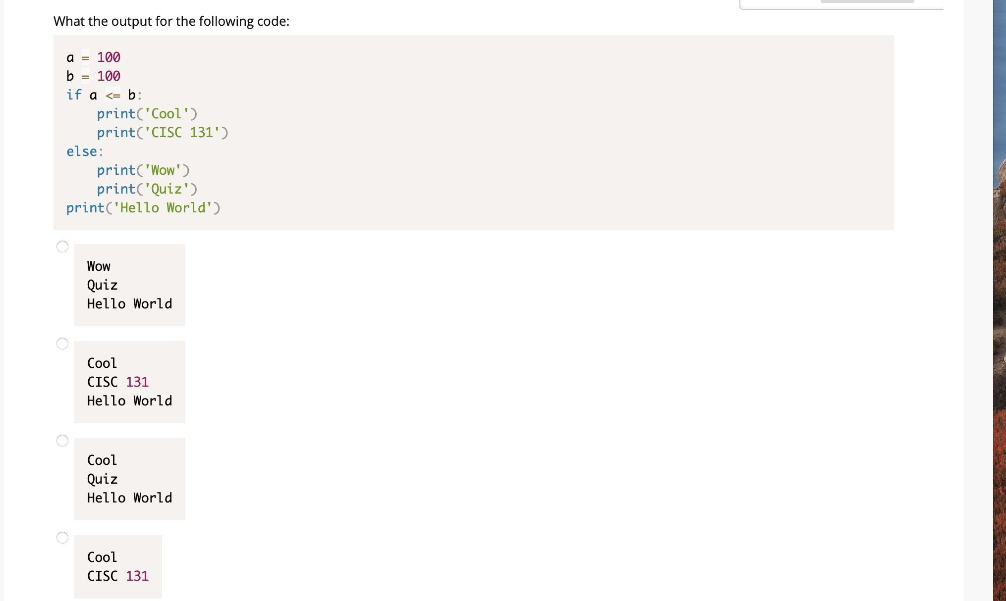 = 0: if user_input 0: QUESTION 5 10 points Save Answer Which