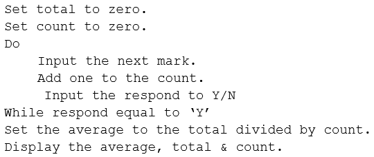 Write C++ program based on the pseudocode below. Set total to zero.