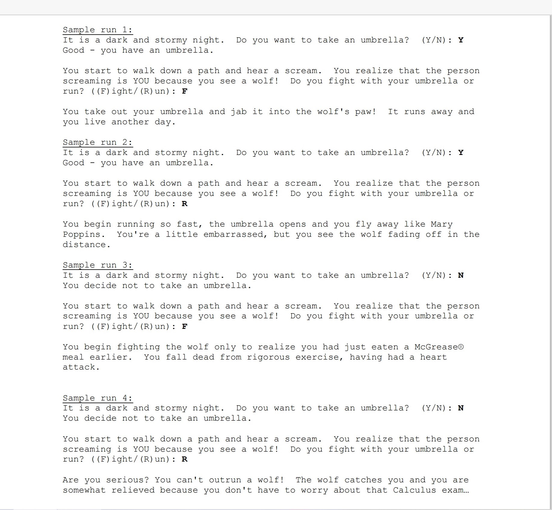  In C++ two different user inputs using a SWITCH statement. See