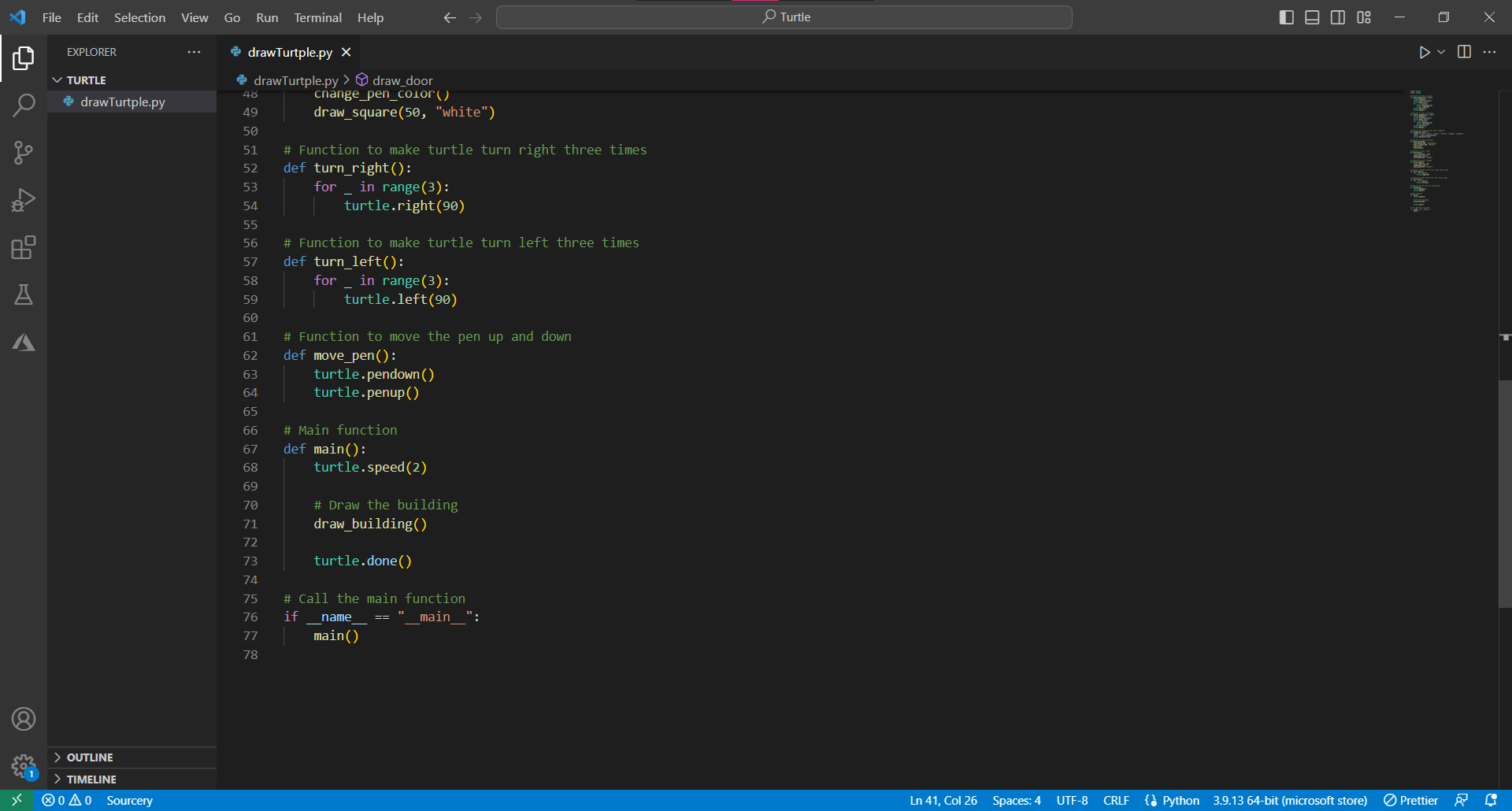 DescriptionWrite a program which draws with builtin turtle functions so that the