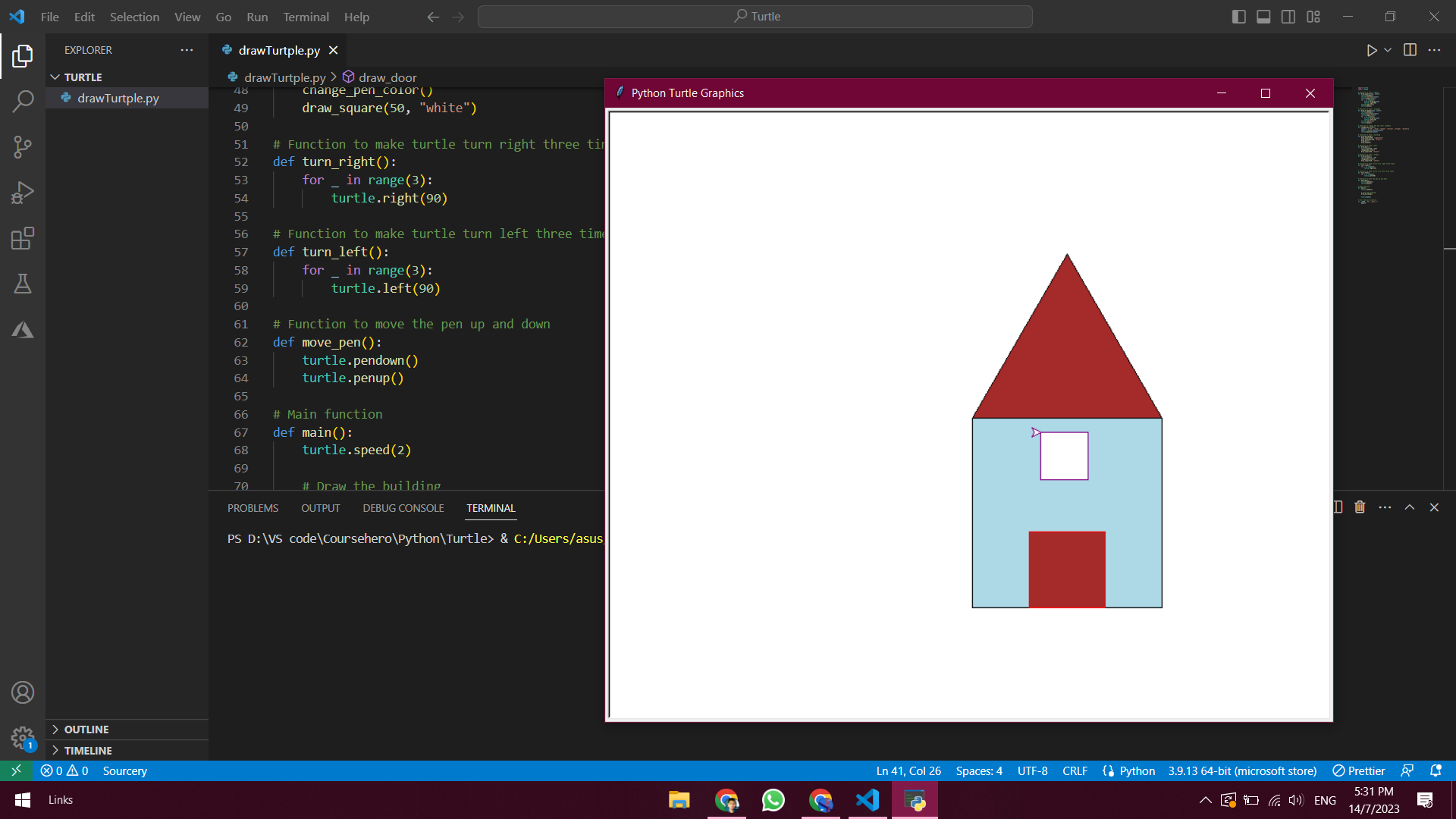 program: a. Includes some colour, fills in some areas with some colour,