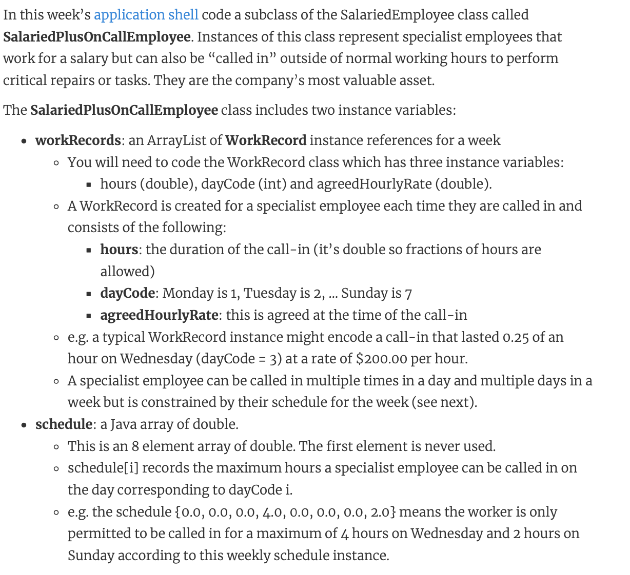 Hi, I need help with coding theSalariedPlusOnCallEmployeeclass (including all required accessors and