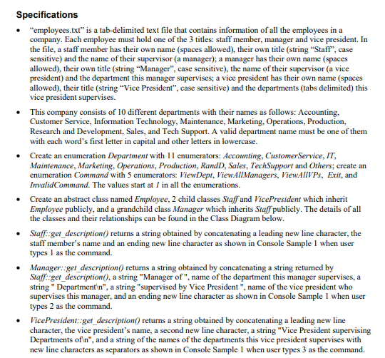 want to view: sales Invalid department entered! Command: 1 Enter the department