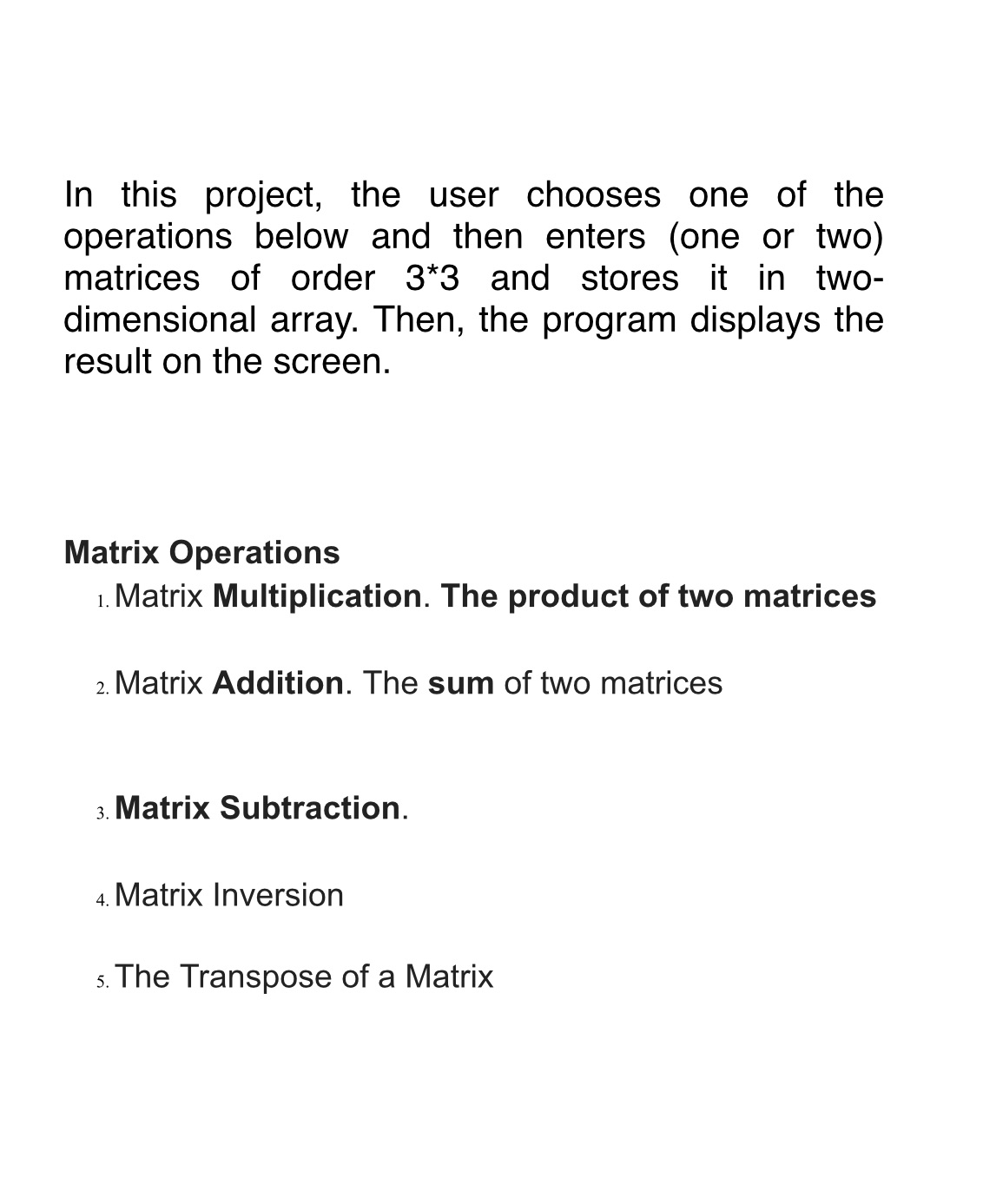 In c++ please only i need number 4 Matrix inversion In this