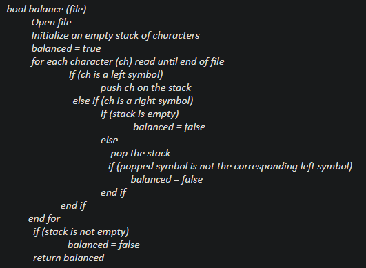 Hi, I could use some help with this problem: bool balance (file)