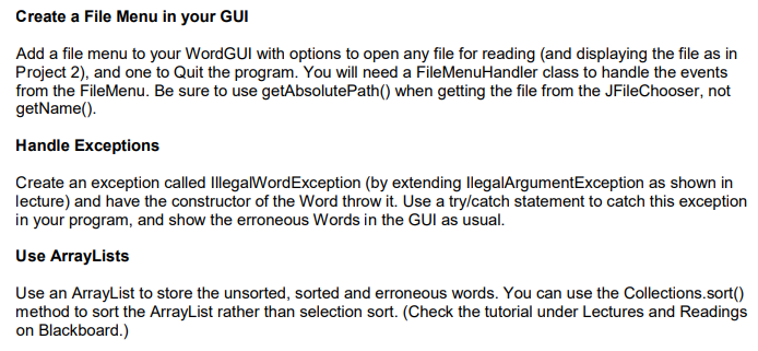  need help Create a File Menu in your GUI Add a