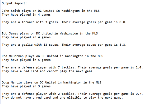 League.Have one constructor in TeamInfo that accepts all three attributes as parametersCreate