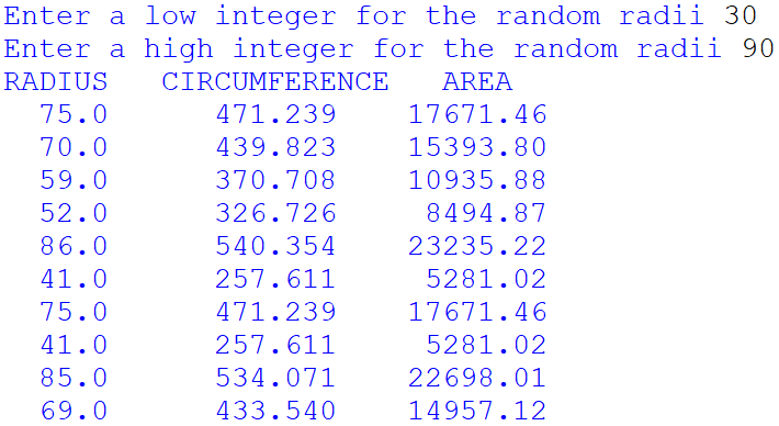 program5_2.py a program that prints a 3-column table showing thecircumferenceandareaoftencircles of a