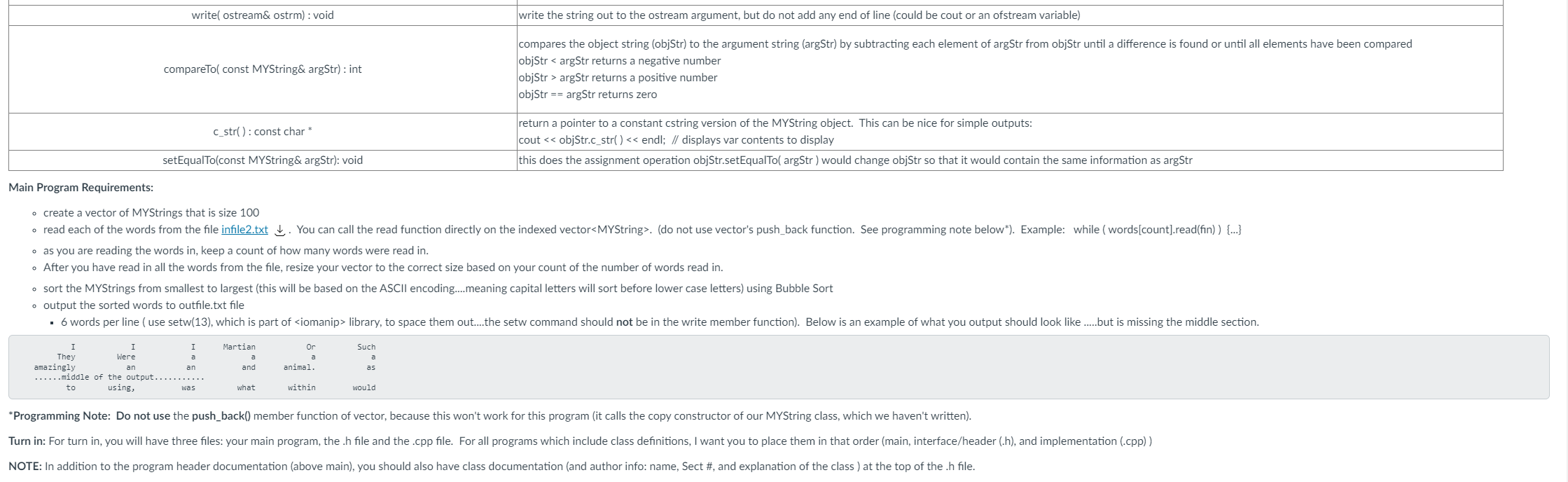 the class. use your initials from your name. For example: my string