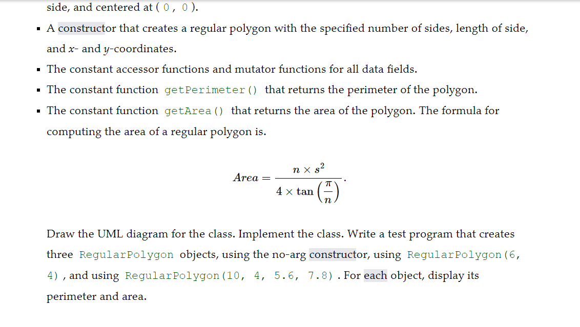  side, and centered at ( O , 0 ). A constructor