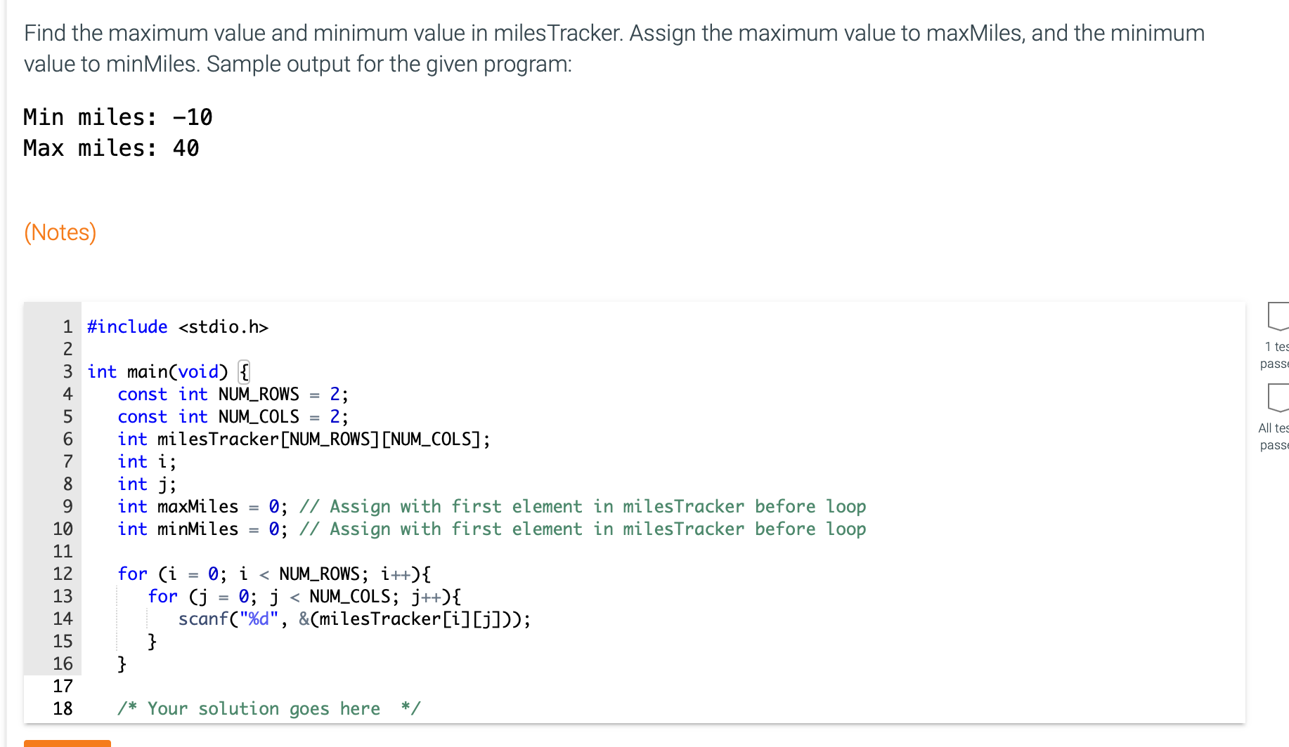 In C please. Find the maximum value and minimum value in