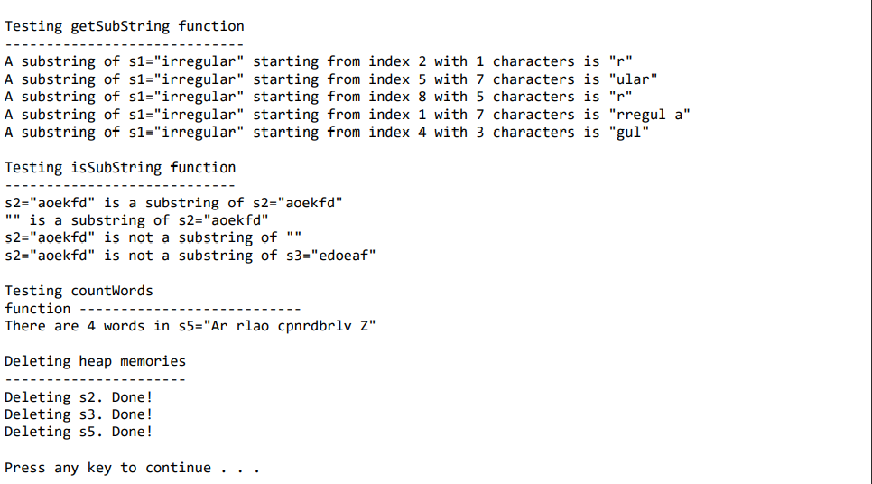 any built-in functions for c-strings. Starter code#include #include using namespace std;typedef char*