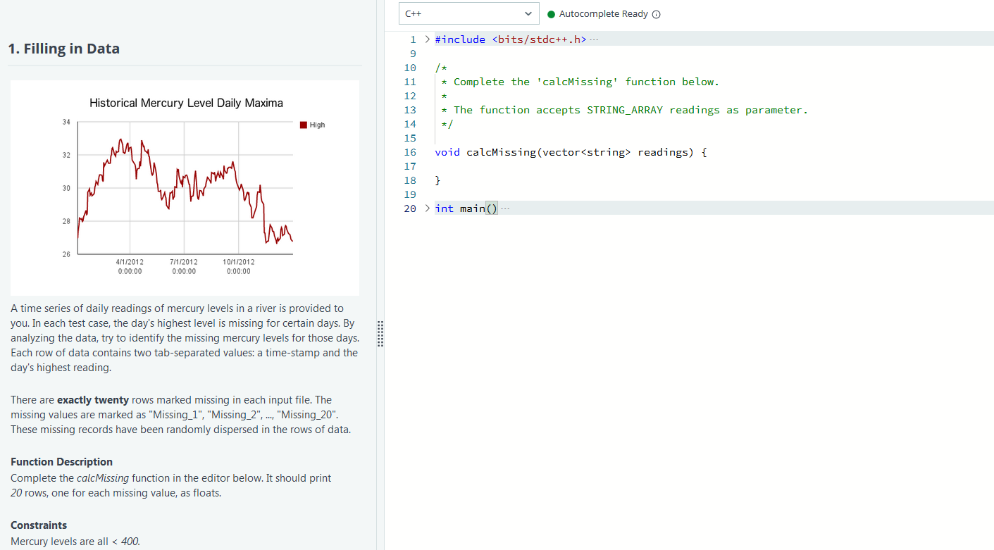 Hi, I need help solving this practice problem for filling in data/interpolation