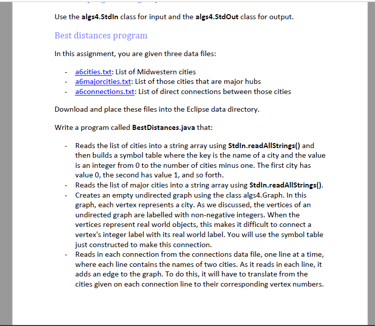  a. u- u 1. Use the algs4.5tclln class for input and