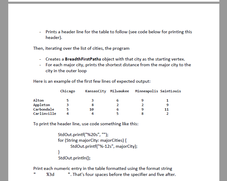 the algs4.Sthut class for output. Best distances program In this assignment, you