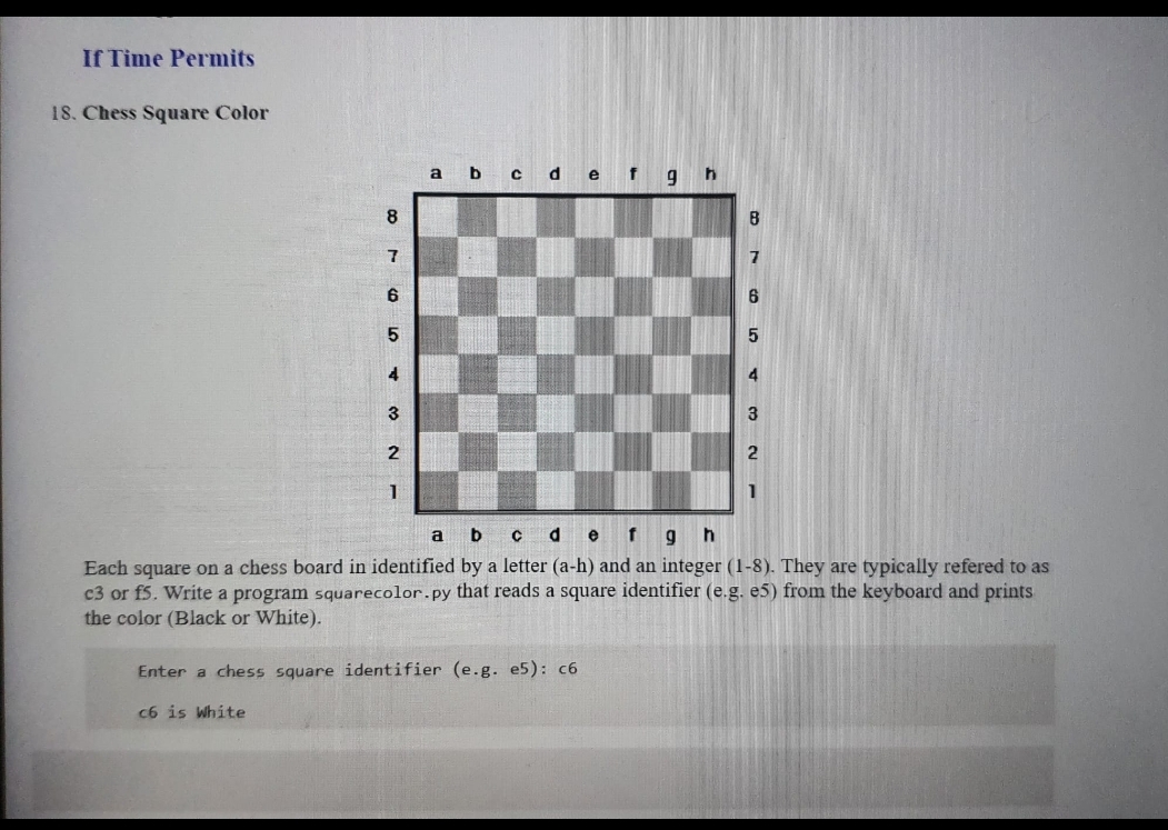  Please answer all the questions Question 1: If Time Permits 18.