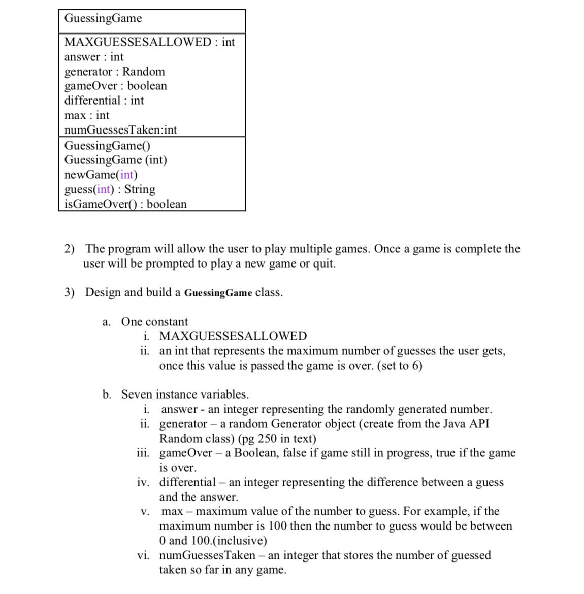 Help me solve this. Instructions:Develop a simple class that represents a number