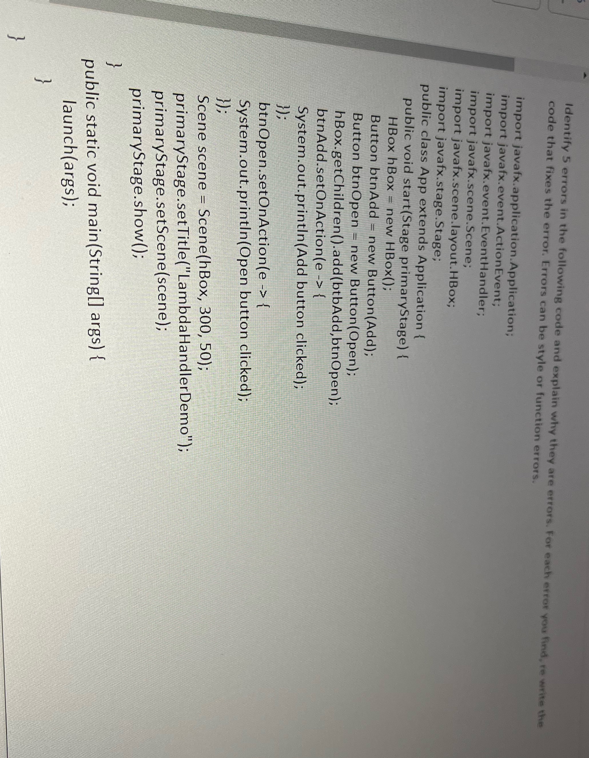 I want to identify 5 errors Identify 5 errors in the following