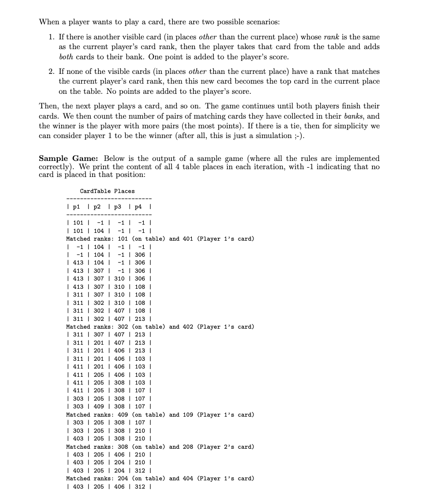 A Card Game Due: Friday, March 3 at 11,59 PM EST on