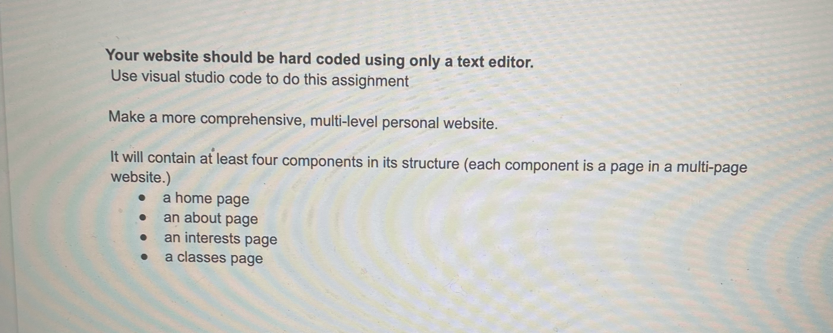 to the site Your website will comprise the following elements: A top-level