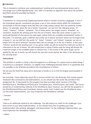 There are code outlines to go with these instructions. How is this