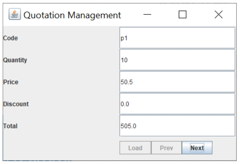 for the user to load the quotation items from a text file.
