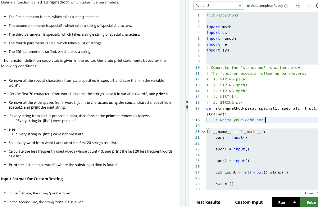 3 Autocomplete Ready O G . In the second line, the string