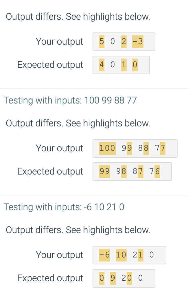 1 from each element in lowerScores. If the element was already 0
