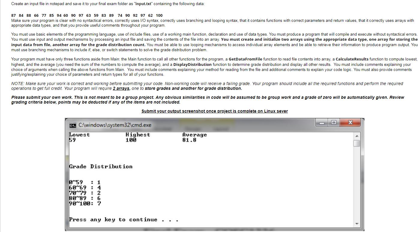 Create an input file in notepad and save it to your final