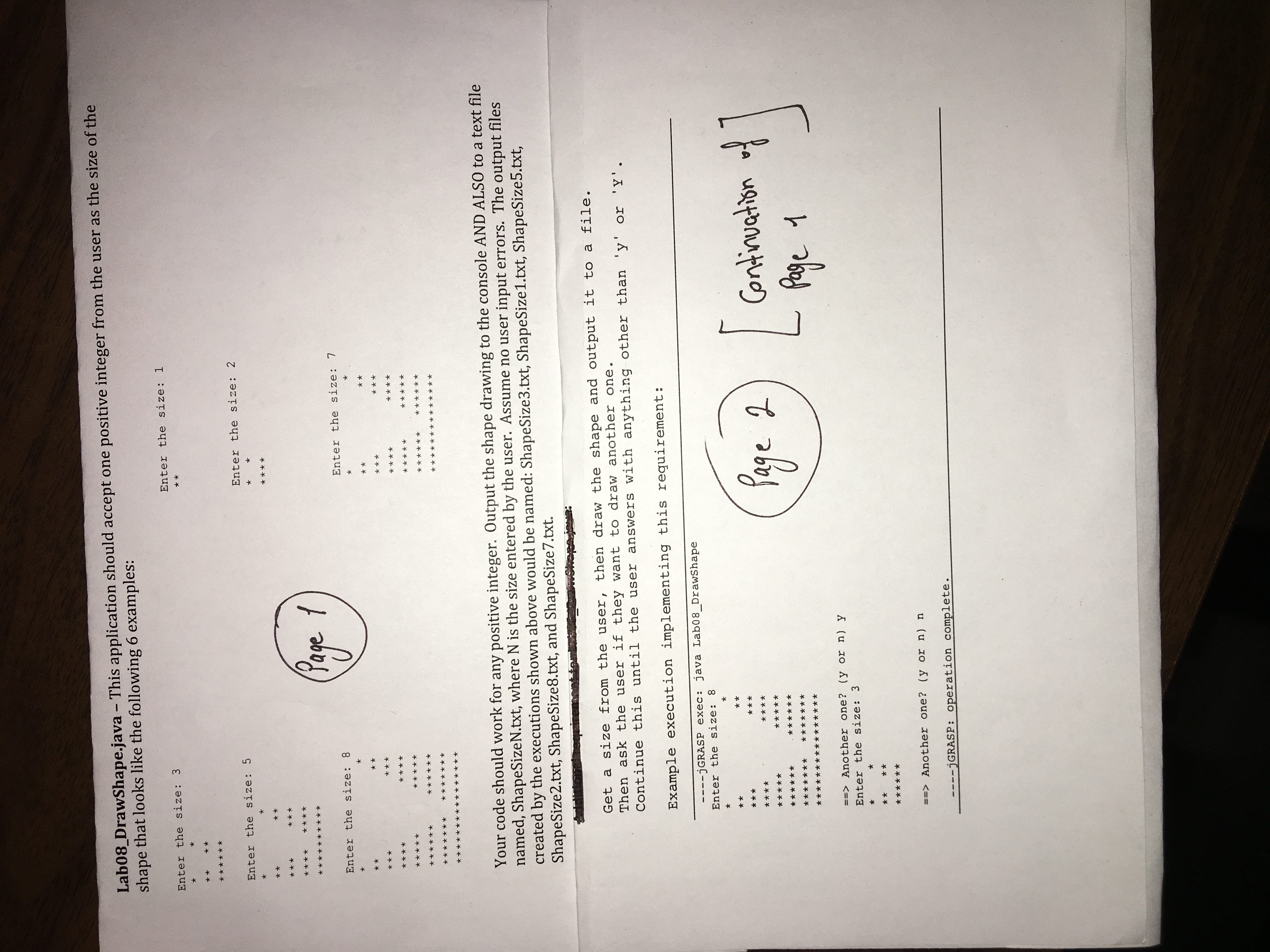 help!!!!!!!! Lab08_DrawShape.java - This application should accept one positive integer from the