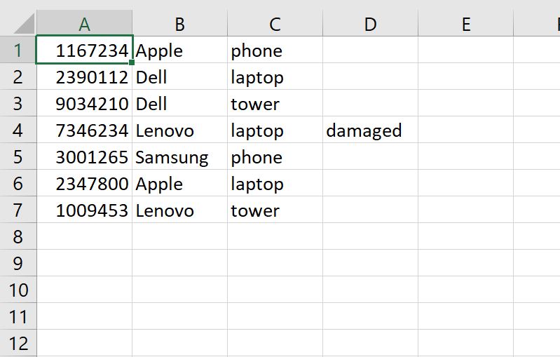 of comma delimited csv files.1) Input:a) ManufacturerList.csv -- contains items listed by