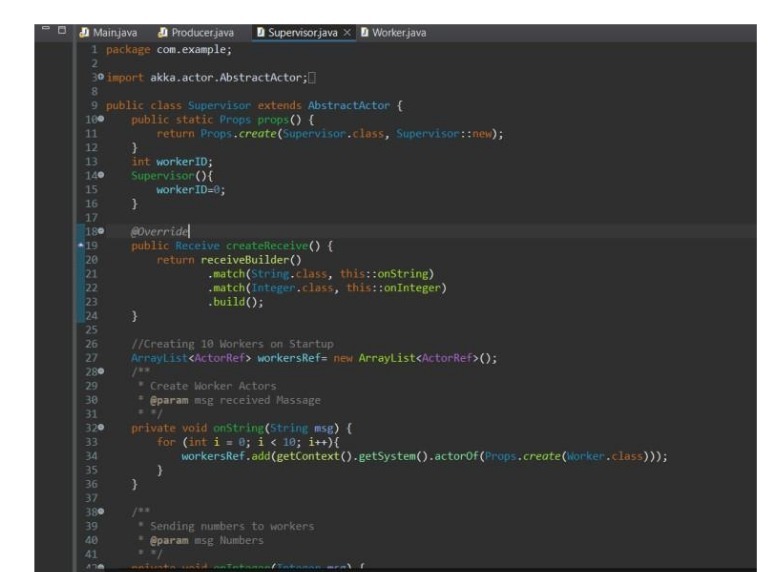  D Main java Producer java D Supervisor.java x D Worker java