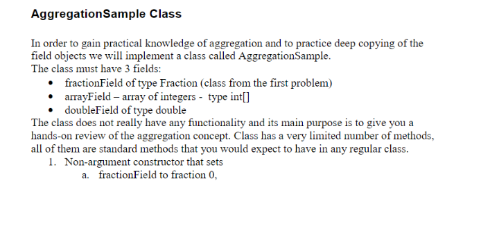  Aggregation Sample Class In order to gain practical knowledge of aggregation