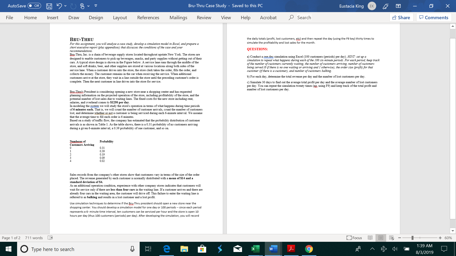  BRU-THRU For this assignment, you will analyze a case study, develop