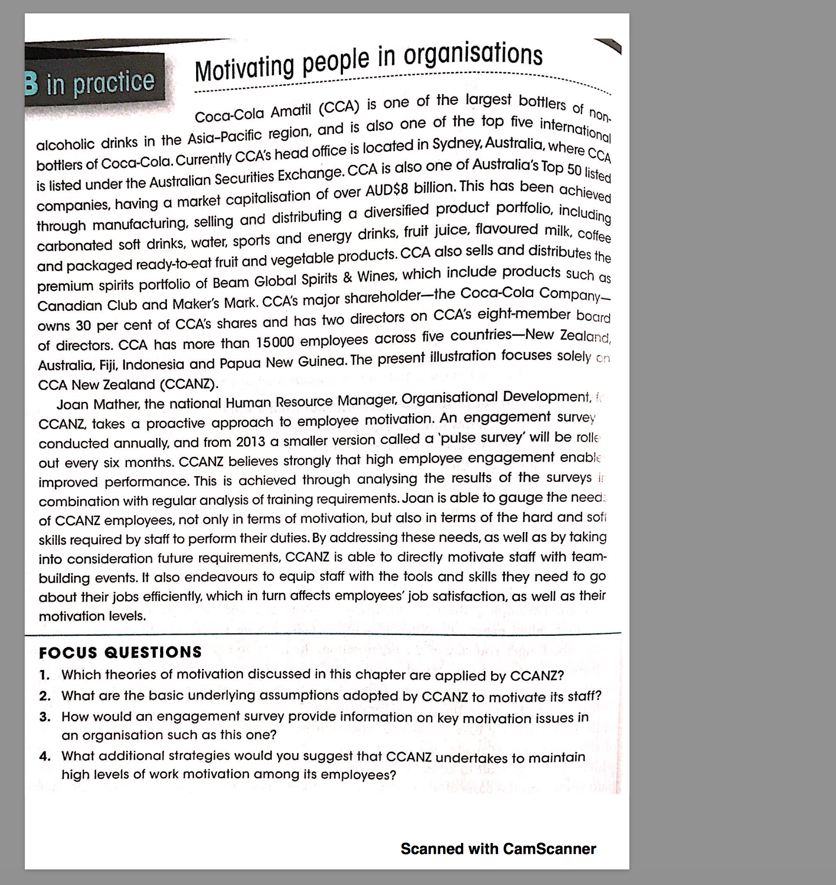 please answer each question in 50 words each B in practice Motivating