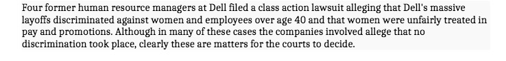  Four former human resource managers at Dell filed a class action