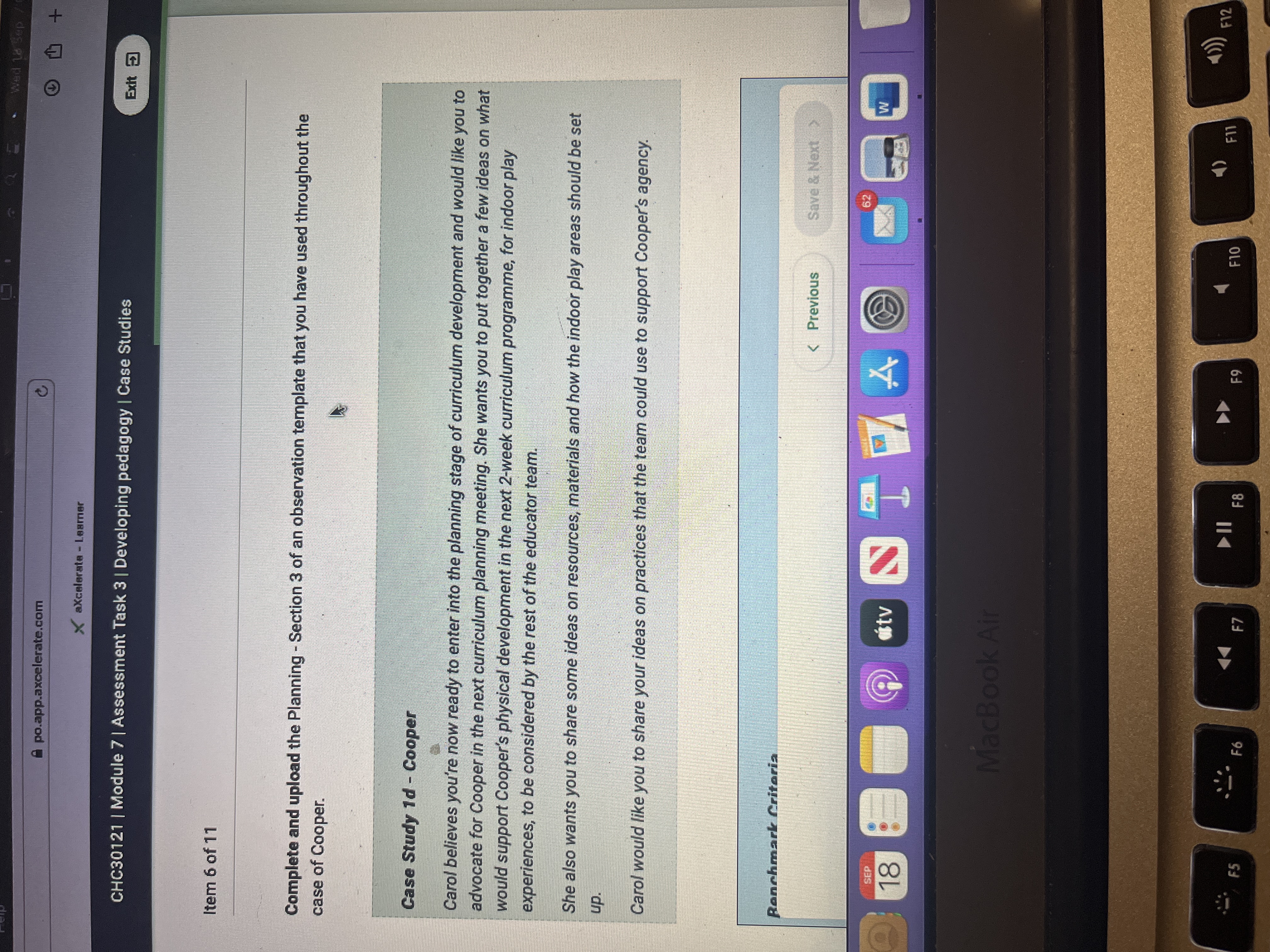 Wed 18 sep po.app.axcelerate.com + X aXcelerate - Learner CHC30121 |