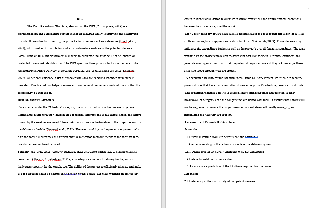 Risk Management, Project Execution, and Control Section: My project is over Amazon