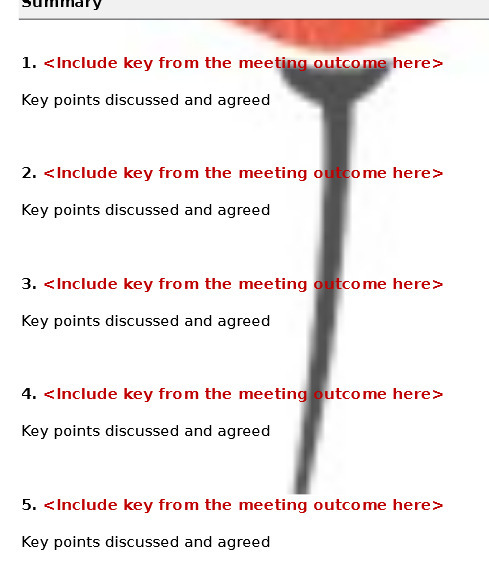  Summary 1. Key points discussed and agreed 2. Key points discussed