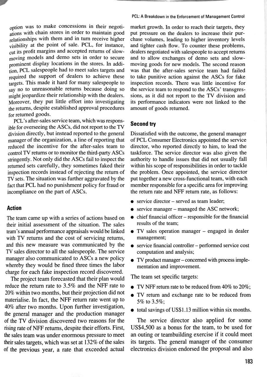 other actions might improve the return rate of TV sets?What challenges can