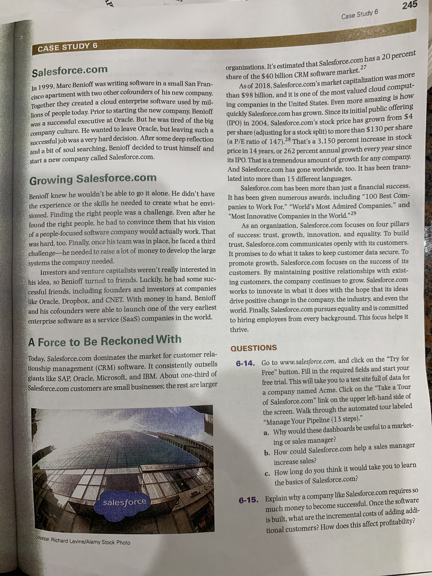 that Salesforce.com has a 20 percent In 1999, Marc Benioff was writing