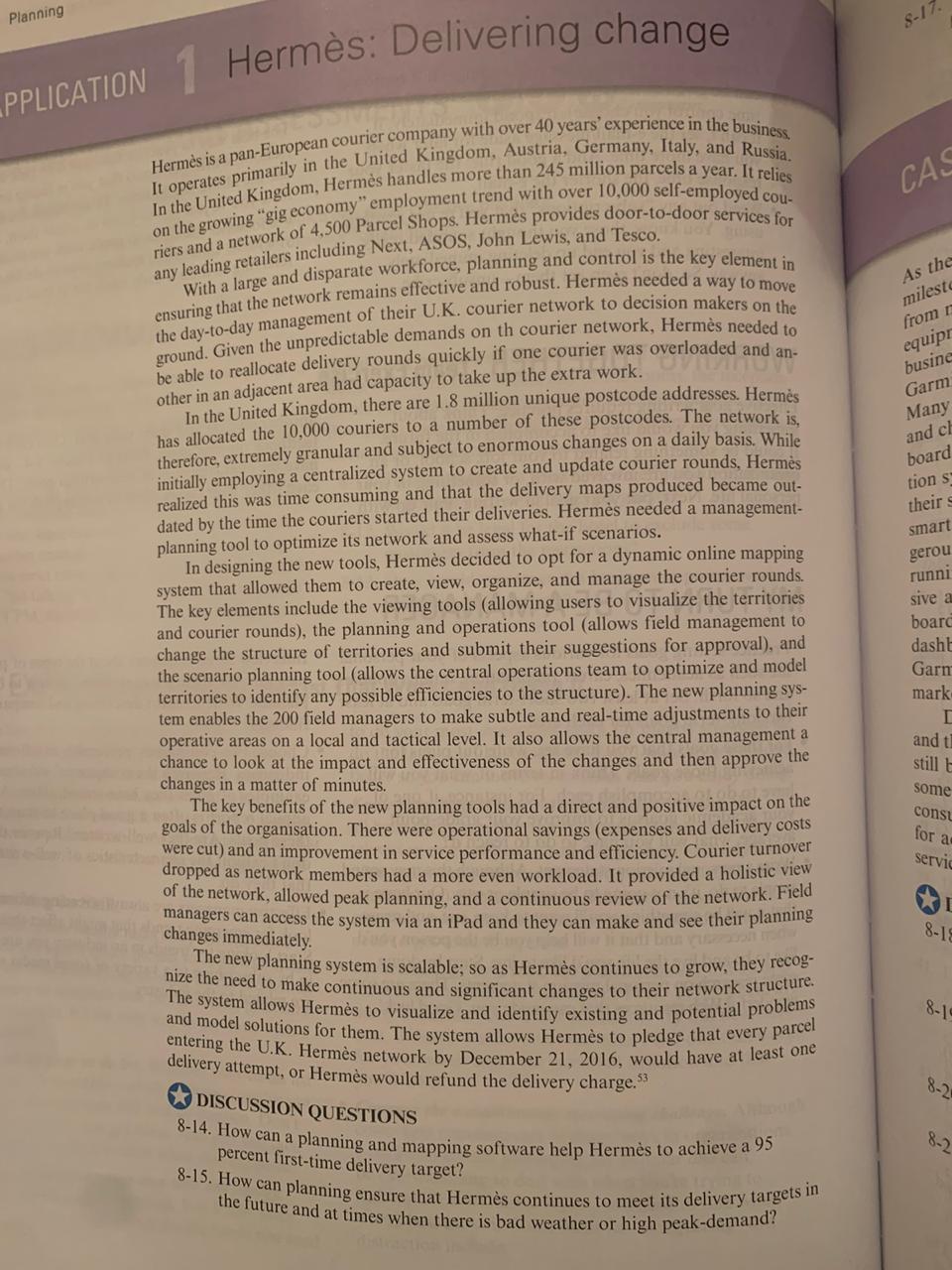 Case Application : Herms: Delivering change 8-14. How can a planning and