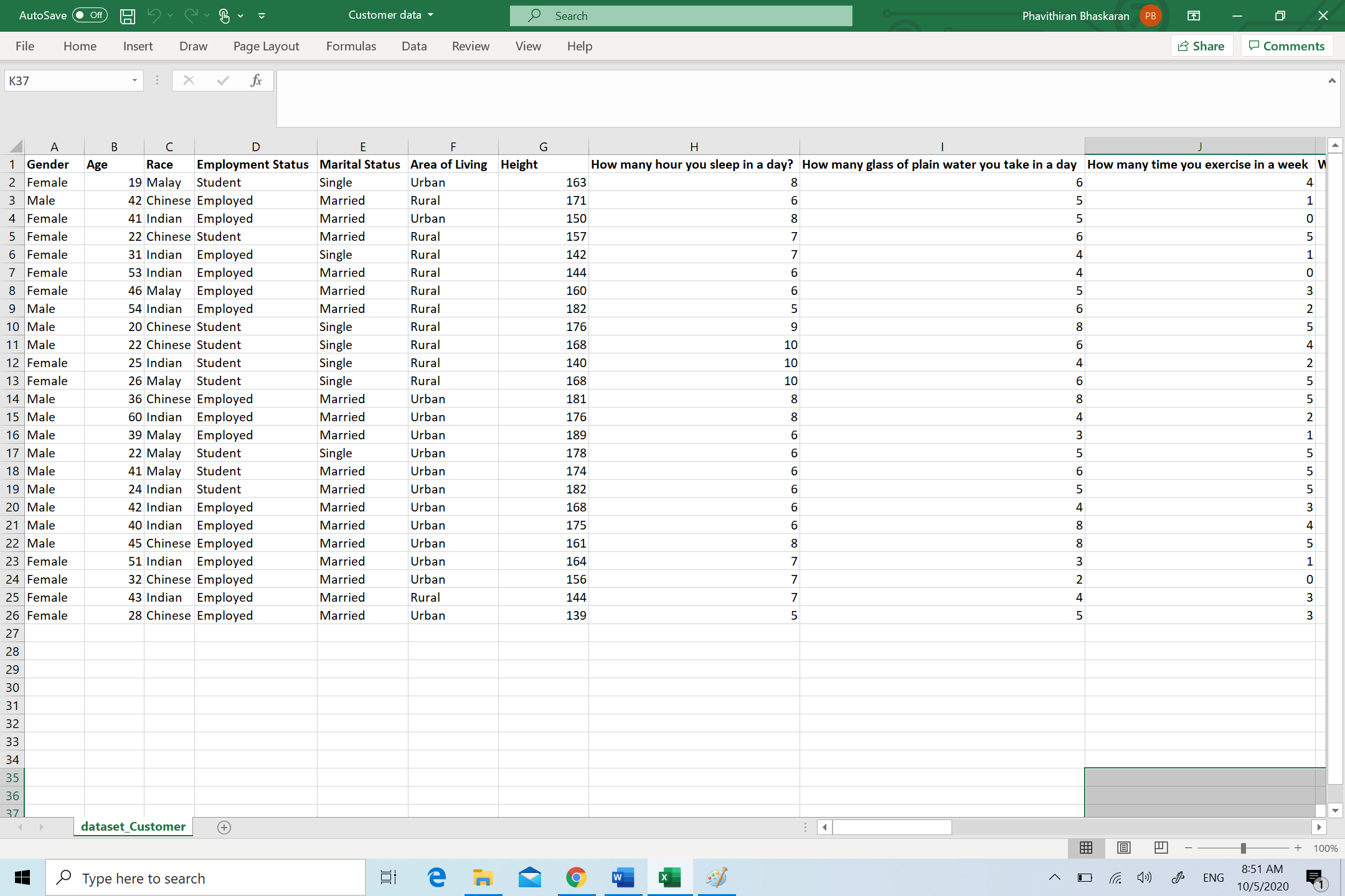Question Conduct a linear regression analysisby choosing any suitable variable in dataset.