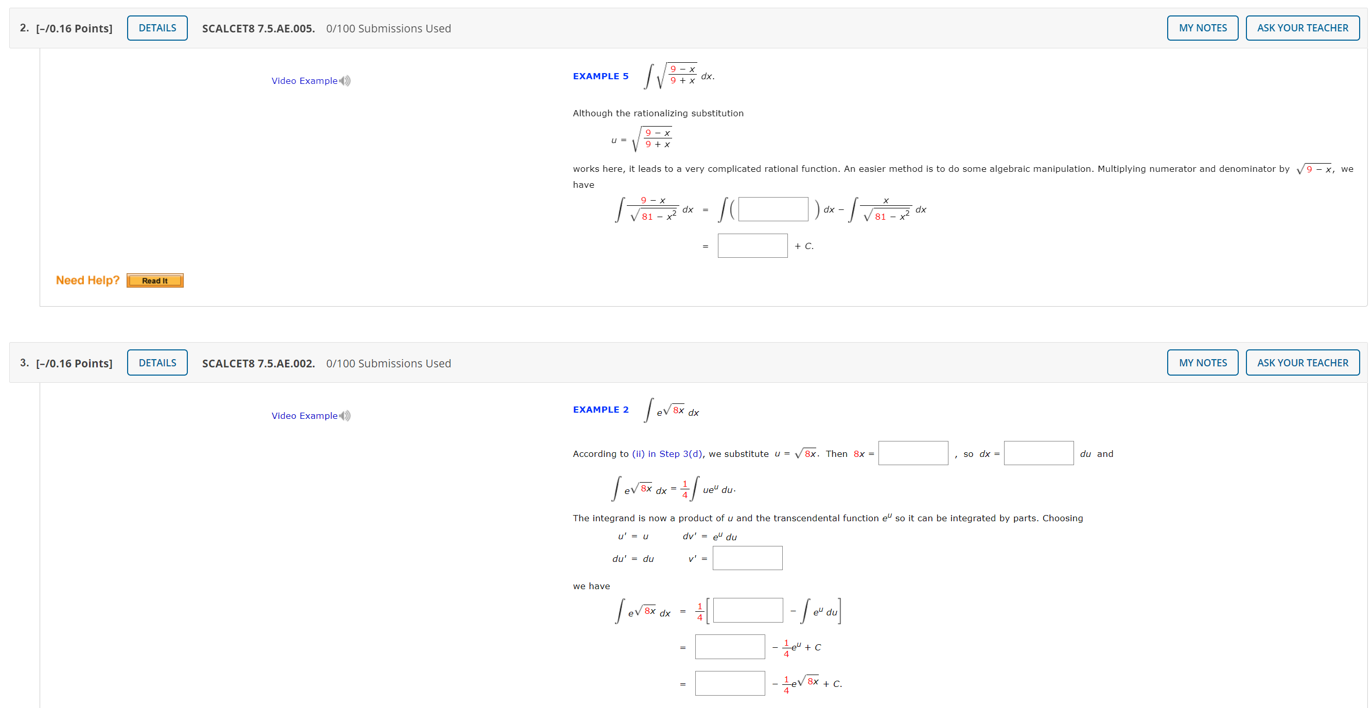 7.5.004. 0/100 Submissions Used Evaluate the integral. (Remember to use absolute values