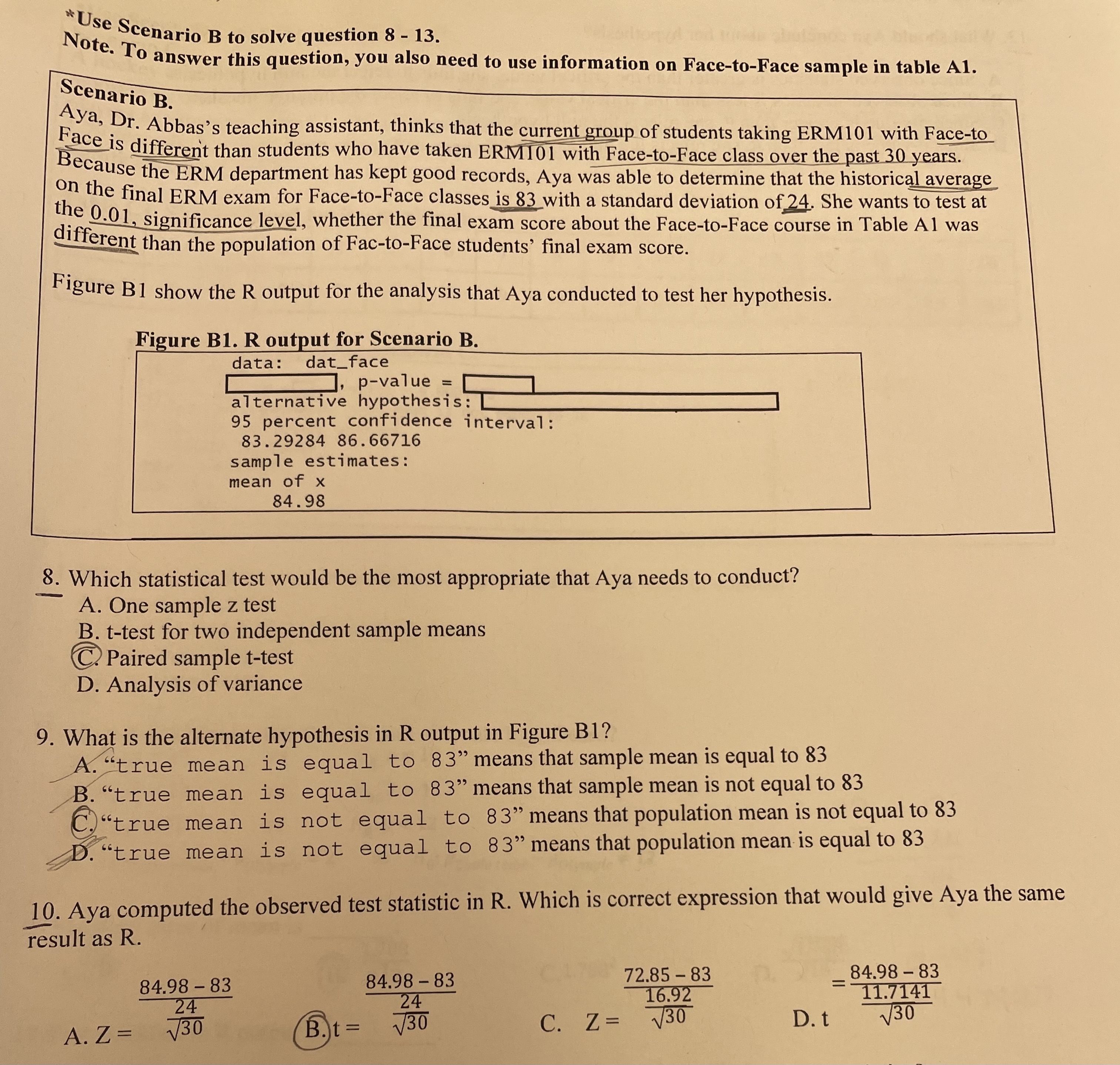 A. Dr. Abbas, a professor at a large community college, wanted to