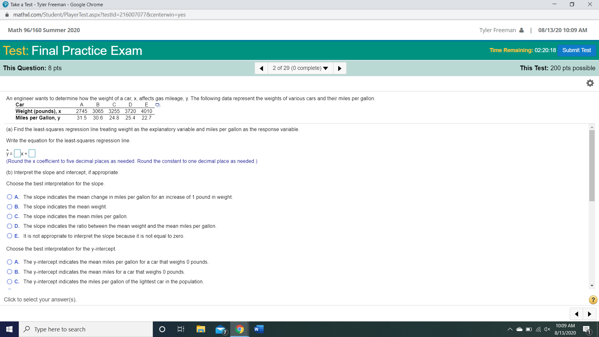 Need some help studying for my Take a Test - Tyler Freeman