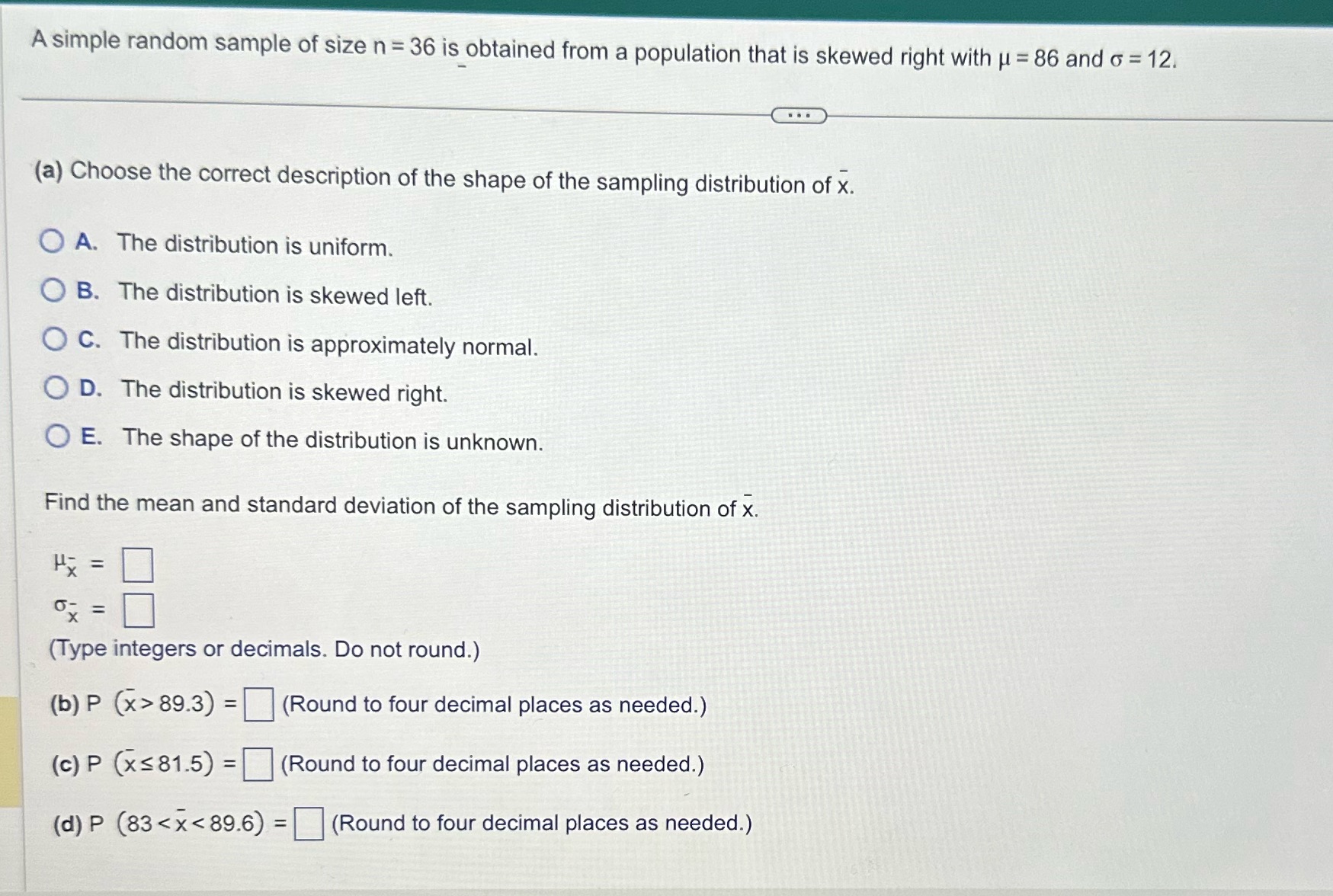 6. A simple random sample Asimple random sample of size n =