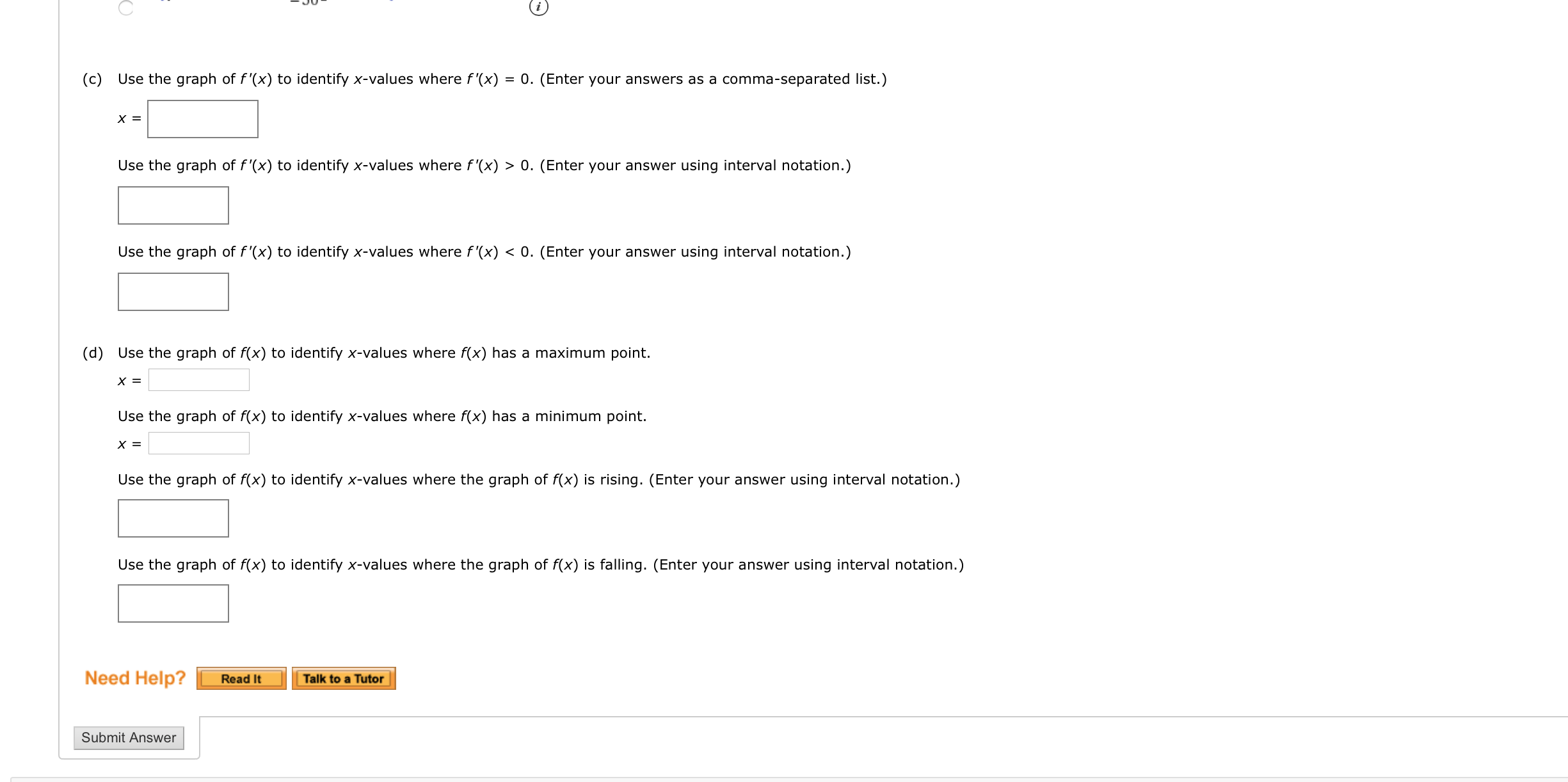 = (b) Graph both f(x) and f'(x) using a graphing calculator: y